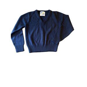 Vintage Havenshire Navy‎ Blue V-Neck Sweater 100% Virgin Acrylic Made In USA 10